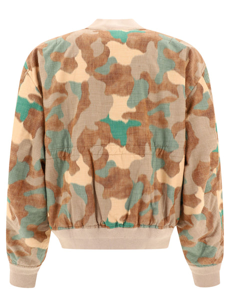 ACNE STUDIOS Beige Camouflage Print Bomber Jacket for Men - SS24 Collection