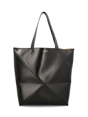 LOEWE Men's Large Black Leather Tote Bag - Calfskin, 48x41x18 cm