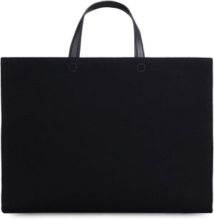GIVENCHY Medium Black Canvas Tote Handbag with Leather Accents and Removable Strap