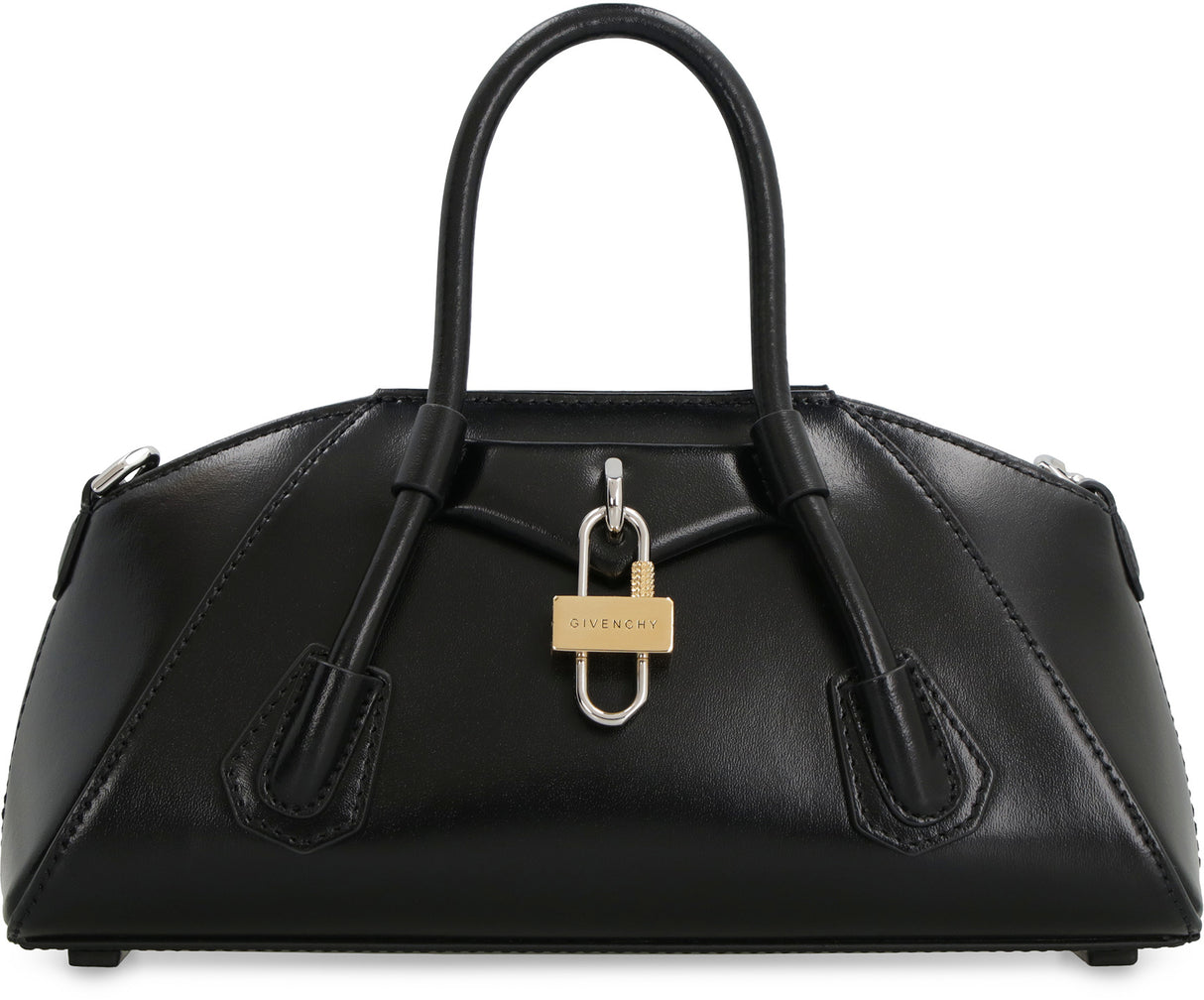 GIVENCHY Mini Antigona Stretch Top-Handle Black Leather Handbag for Women SS24