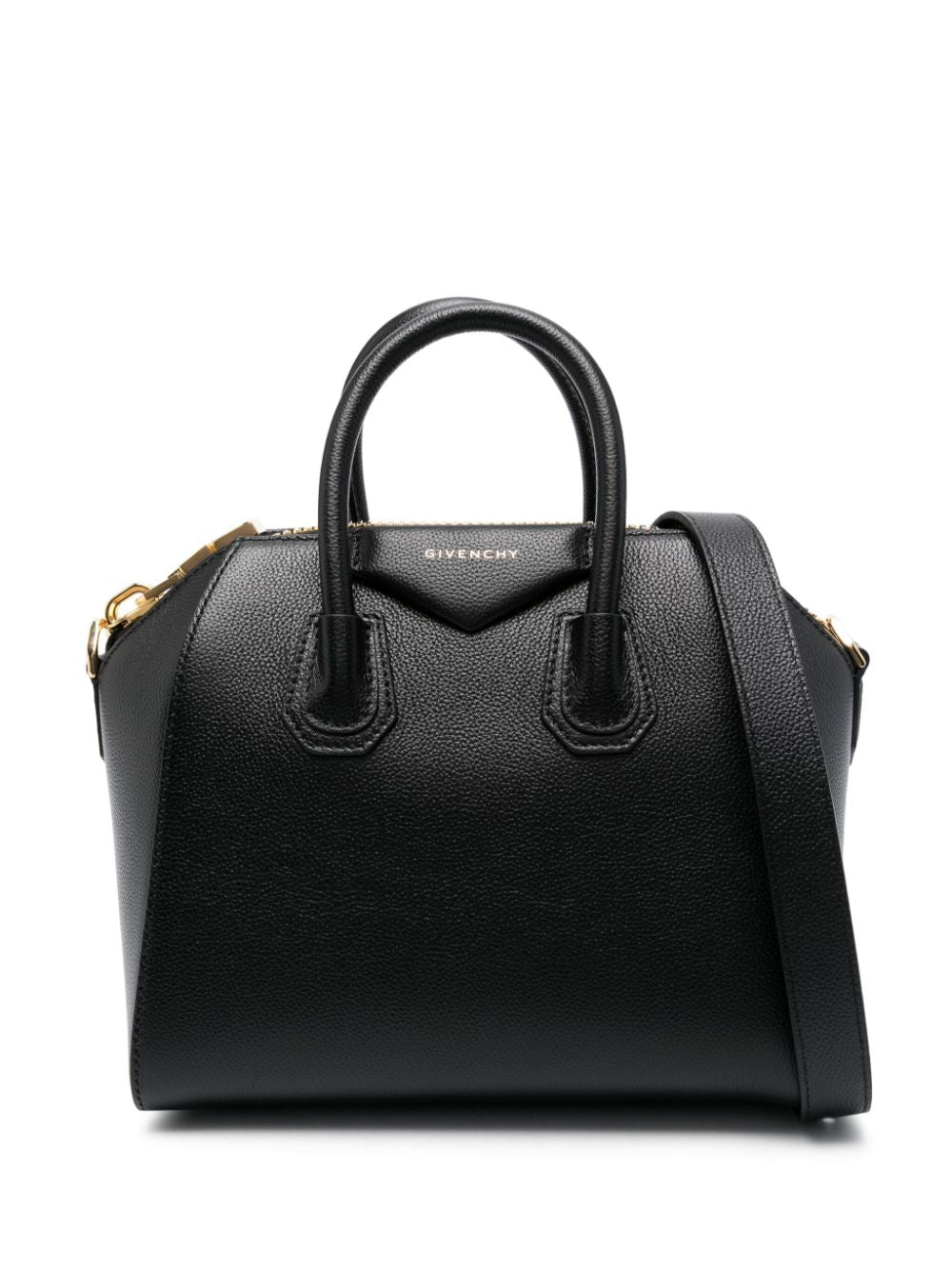 GIVENCHY Antigona Small Pebbled Leather Handbag with Gold-Tone Accents and Detachable Strap