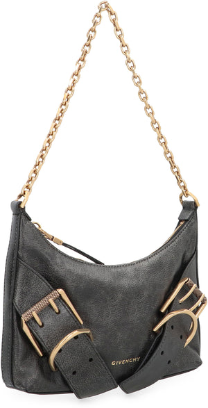 GIVENCHY Vintage Look Leather Shoulder Bag with Decorative Buckles and Chain Handle