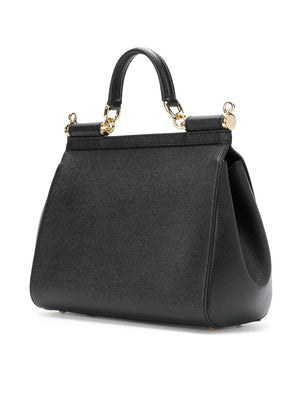 DOLCE & GABBANA Black Calf Leather Tote Bag for Women