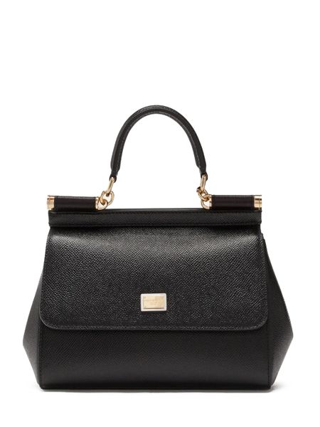 DOLCE & GABBANA Chic Black Calf Leather Top-Handle Mini Shoulder Bag for Women