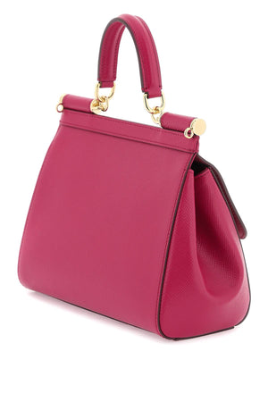 DOLCE & GABBANA Mini Sicily Purple Leather Shoulder Bag for Women, 20x16x8 cm