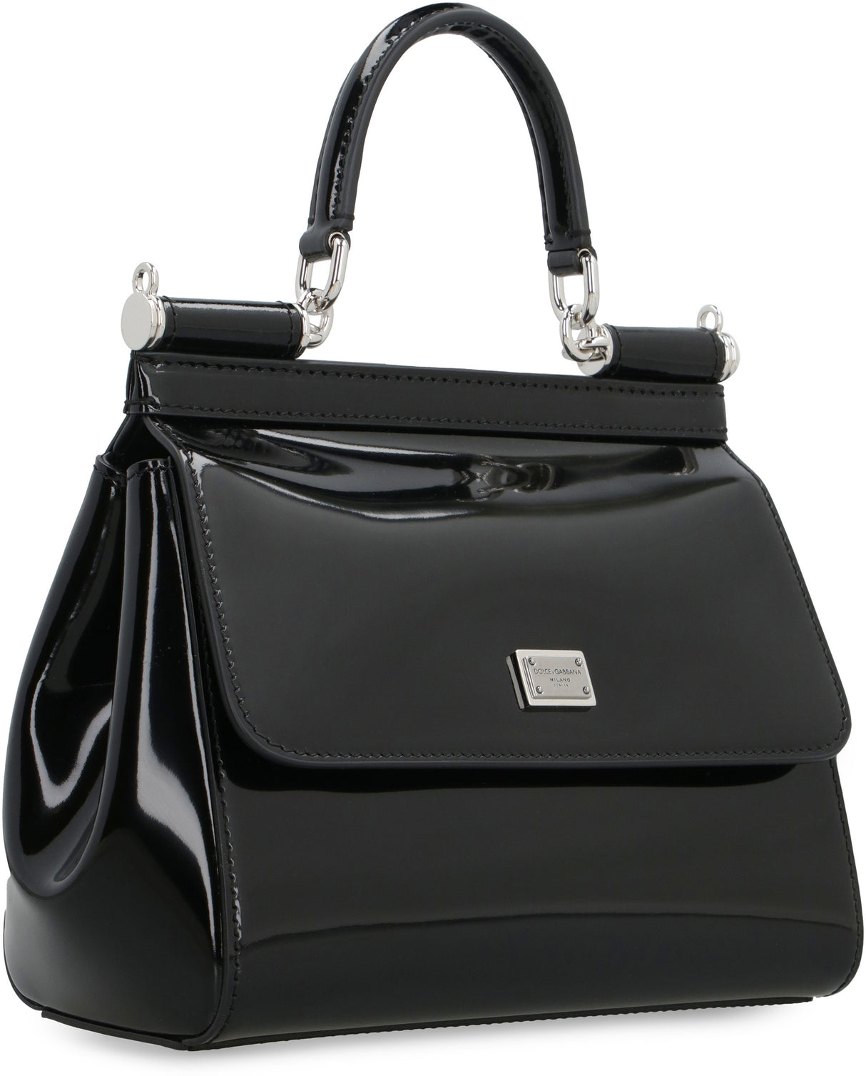 DOLCE & GABBANA Stylish Black Patent Leather Handbag for Women