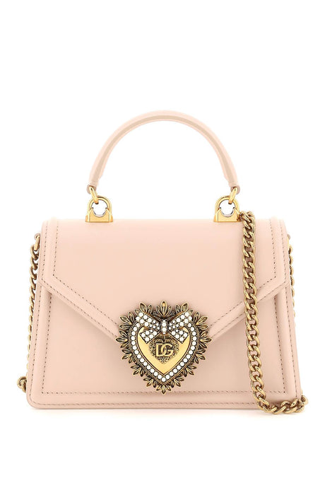 DOLCE & GABBANA Women's Devotion Mini Beige Leather Top Handle Handbag, FW24