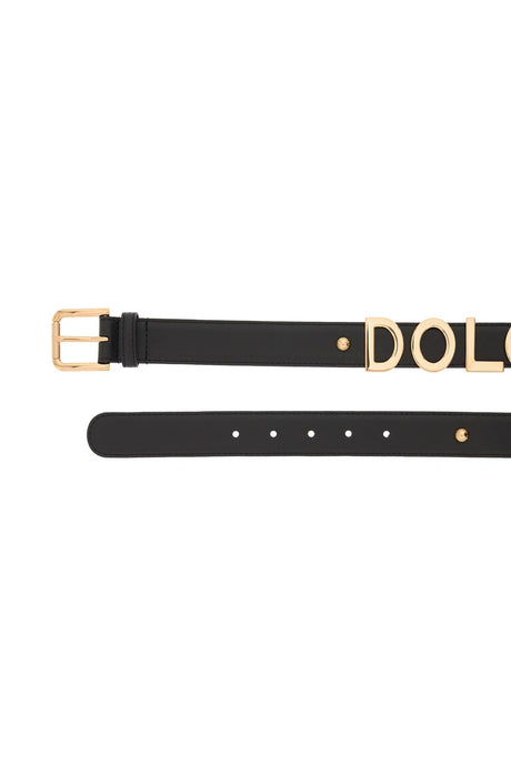 DOLCE & GABBANA Women's Leather Belt with Gold Galvanized Logo Embellishment in SS23 Collection