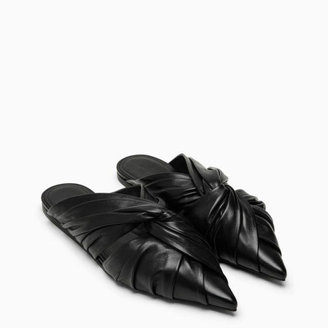 GIVENCHY Pointed Black Leather Flats with Woven Upper