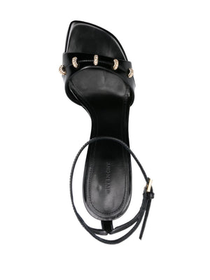 GIVENCHY Black Crystal Embellished Leather Sandals