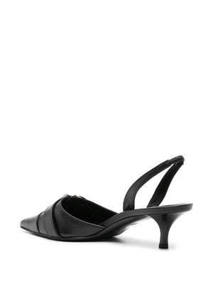 GIVENCHY Black Leather Slingback Pumps with Decorative Buckle Detail for Women