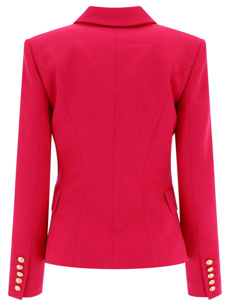 BALMAIN Fuchsia Double-Breasted Wool Jacket for Women - SS24