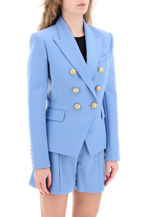 女装浅蓝色修身双排扣外套 SS24专供