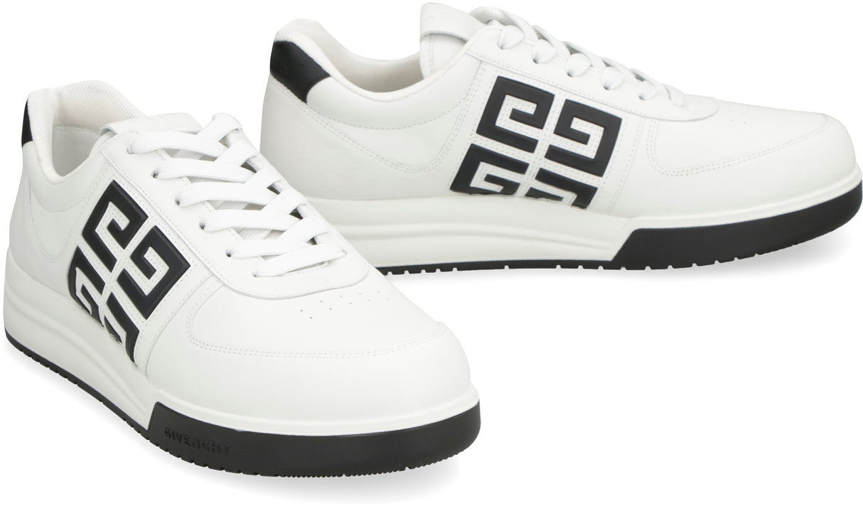 GIVENCHY White Leather Low-Top Sneakers with Contrasting Heel Insert for Men