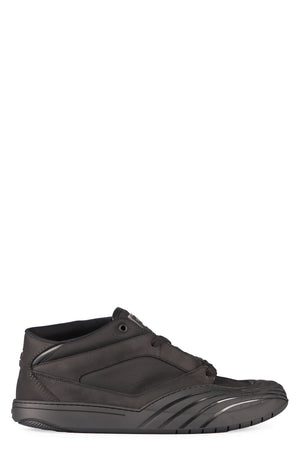 GIVENCHY Men's Black Leather Sneakers with Round Toe and Techno Fabric