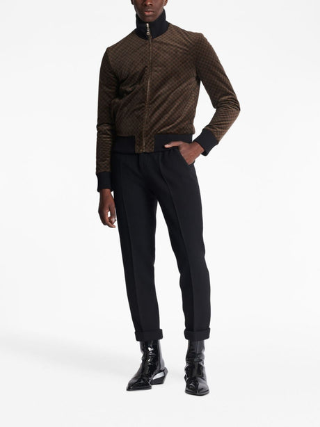BALMAIN Velvet Bomber Jacket | Men's Brown FW23 Outerwear