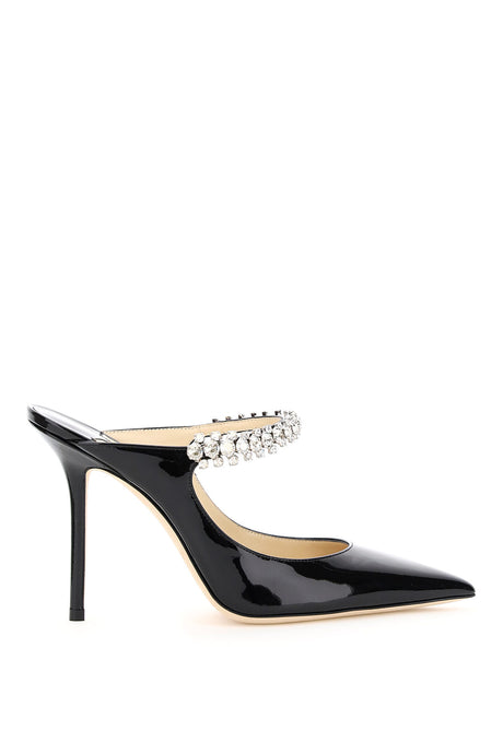Crystal-Embellished Flat Sandals for Women by JIMMY CHOO - Black Patent Leather