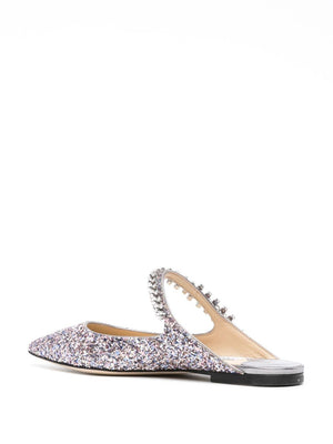 JIMMY CHOO Gray Crystal Pointed Toe Flats for Women