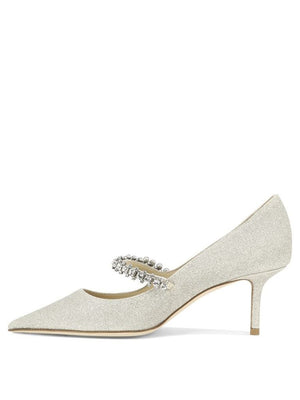 JIMMY CHOO Crystal Strap Pointed Toe Pumps - Silver