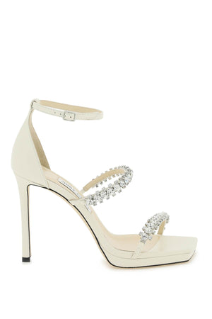 JIMMY CHOO Crystal-Studded Ankle Strap Sandals - Women's White