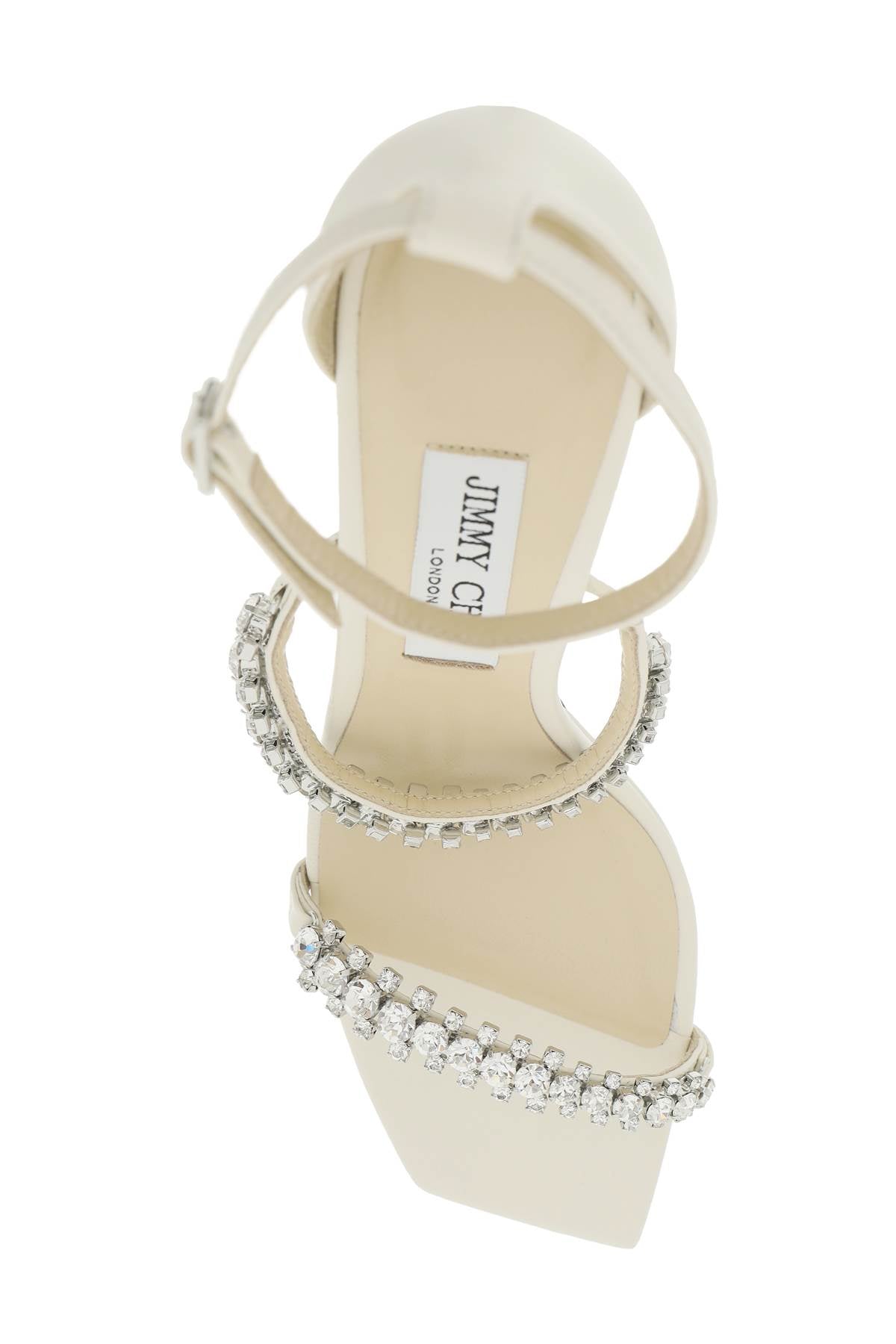 JIMMY CHOO Crystal-Studded Ankle Strap Sandals - Women's White