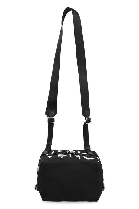 GIVENCHY Mini Pandora Nylon Messenger Bag with Leather Accents and Silver-Tone Hardware - Black