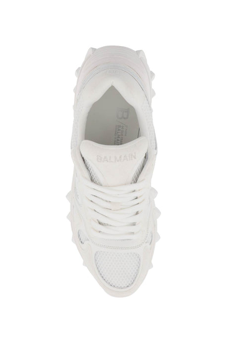 BALMAIN White Leather and Suede Men's Sneakers for the FW23 Season