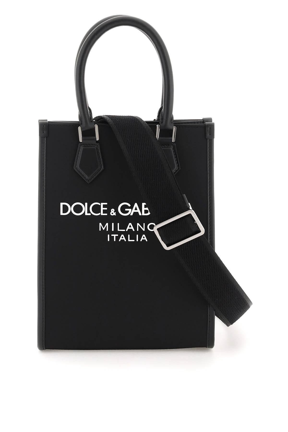 DOLCE & GABBANA Black Nylon Top-Handle Tote Bag for Men - SS24 Collection