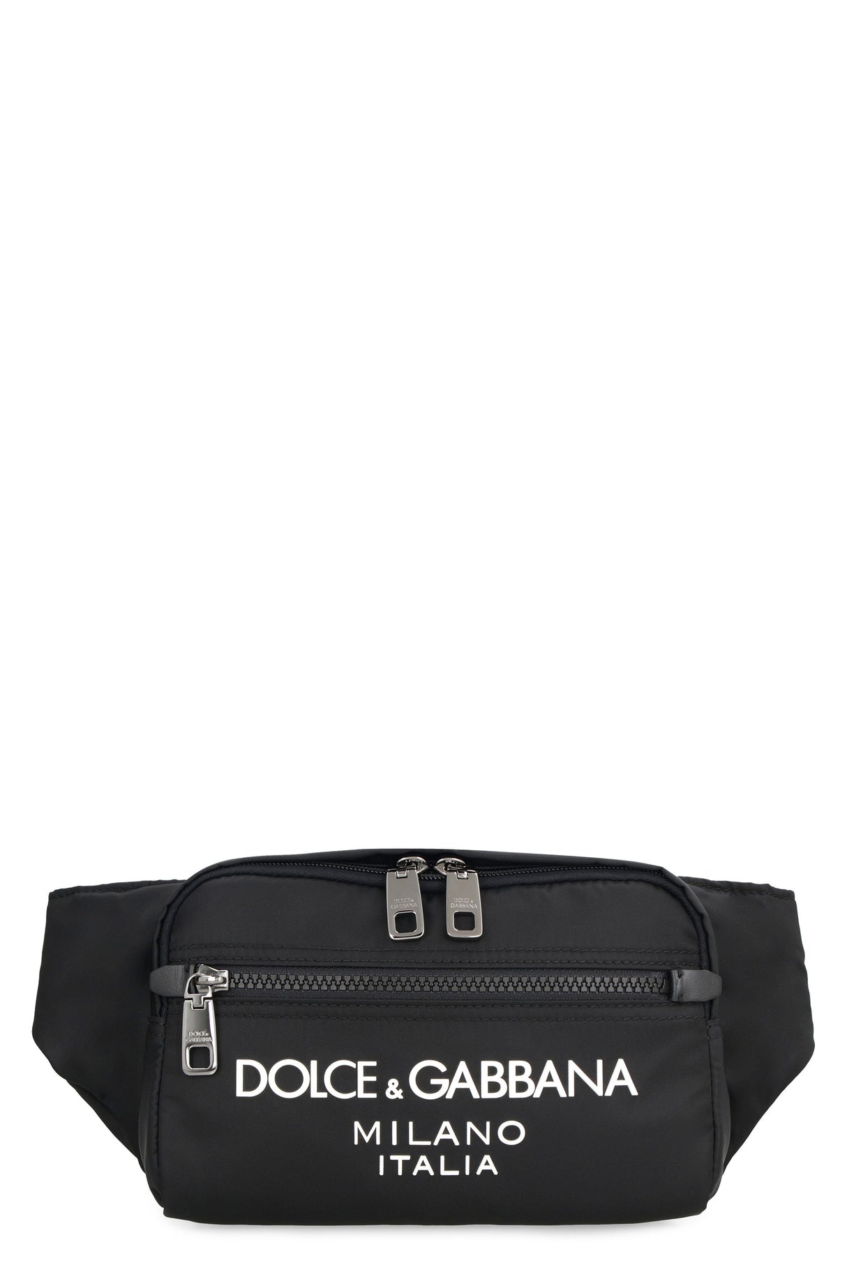 DOLCE & GABBANA Nylon Belt Bag with Contrast Logo and Metal Hardware