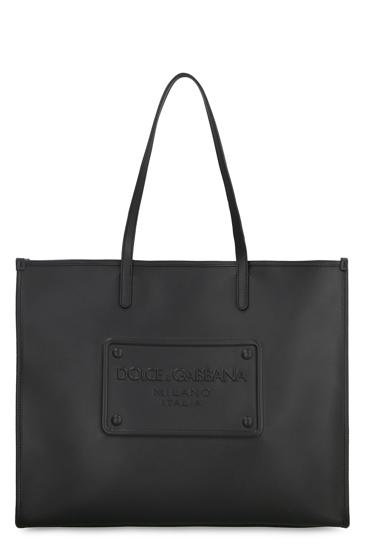 DOLCE & GABBANA Smooth Leather Tote Handbag for Men - Black