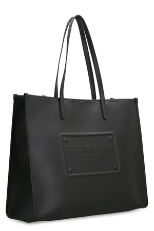 DOLCE & GABBANA Smooth Leather Tote Handbag for Men - Black