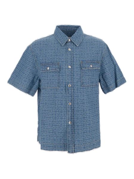 GIVENCHY Men's Blue Cotton Shirt for SS24