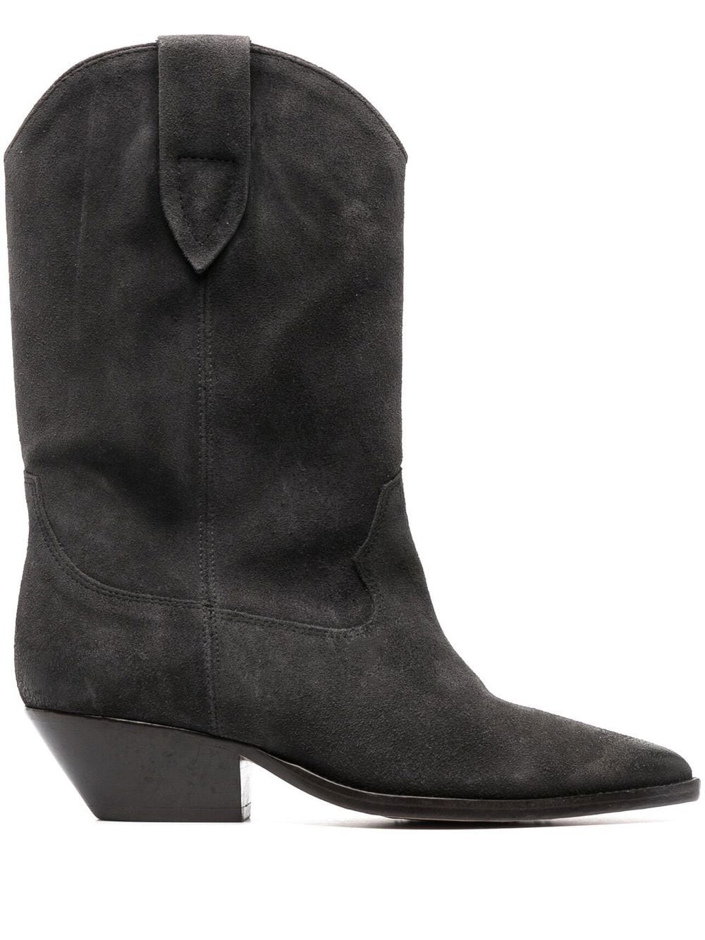 ISABEL MARANT Women's Black Leather Boots - Pointed Toe, Cuban Heel, Pull-On Style