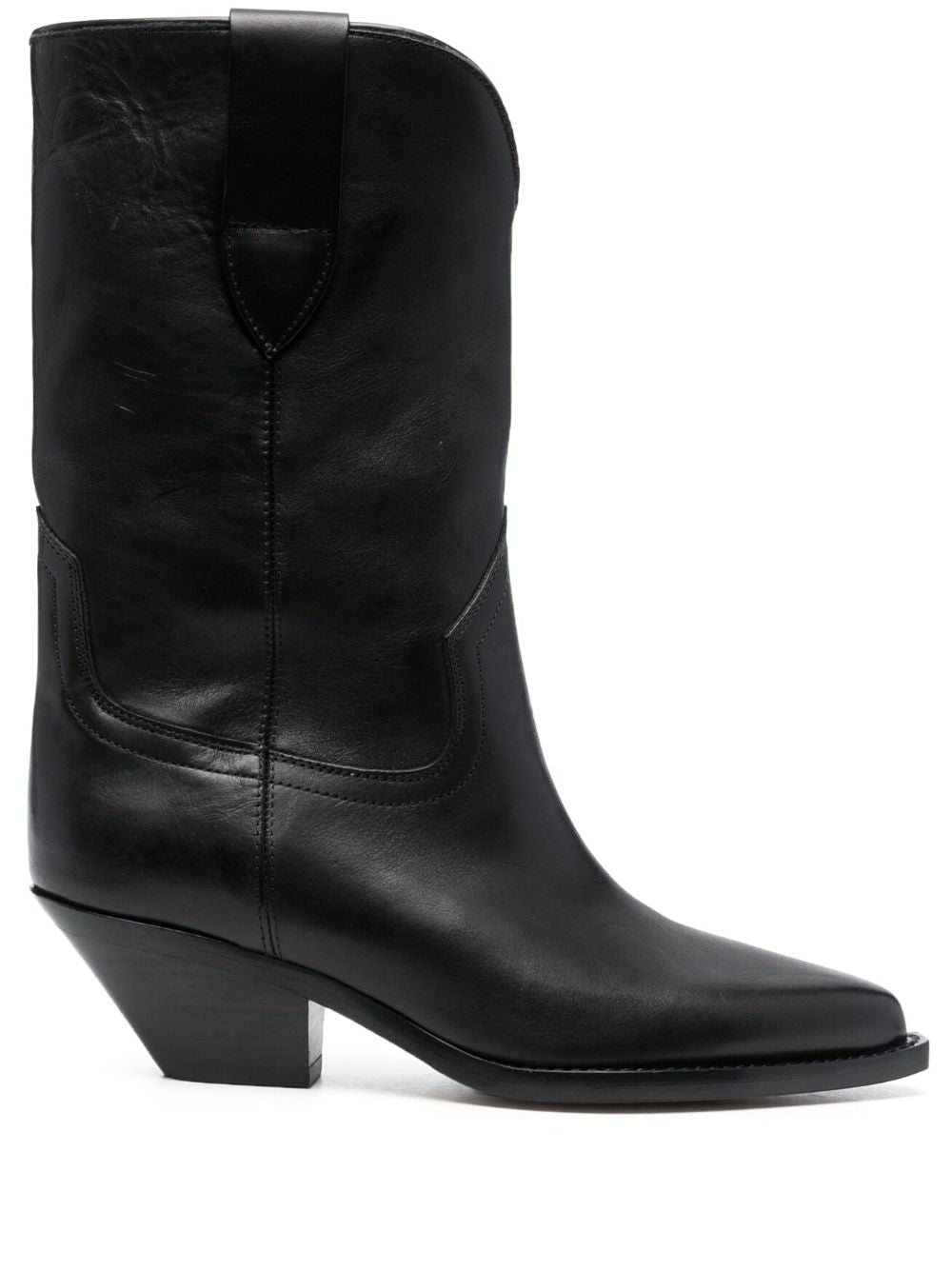 Black Leather Mid Heel Boots for Women by Isabel Marant
