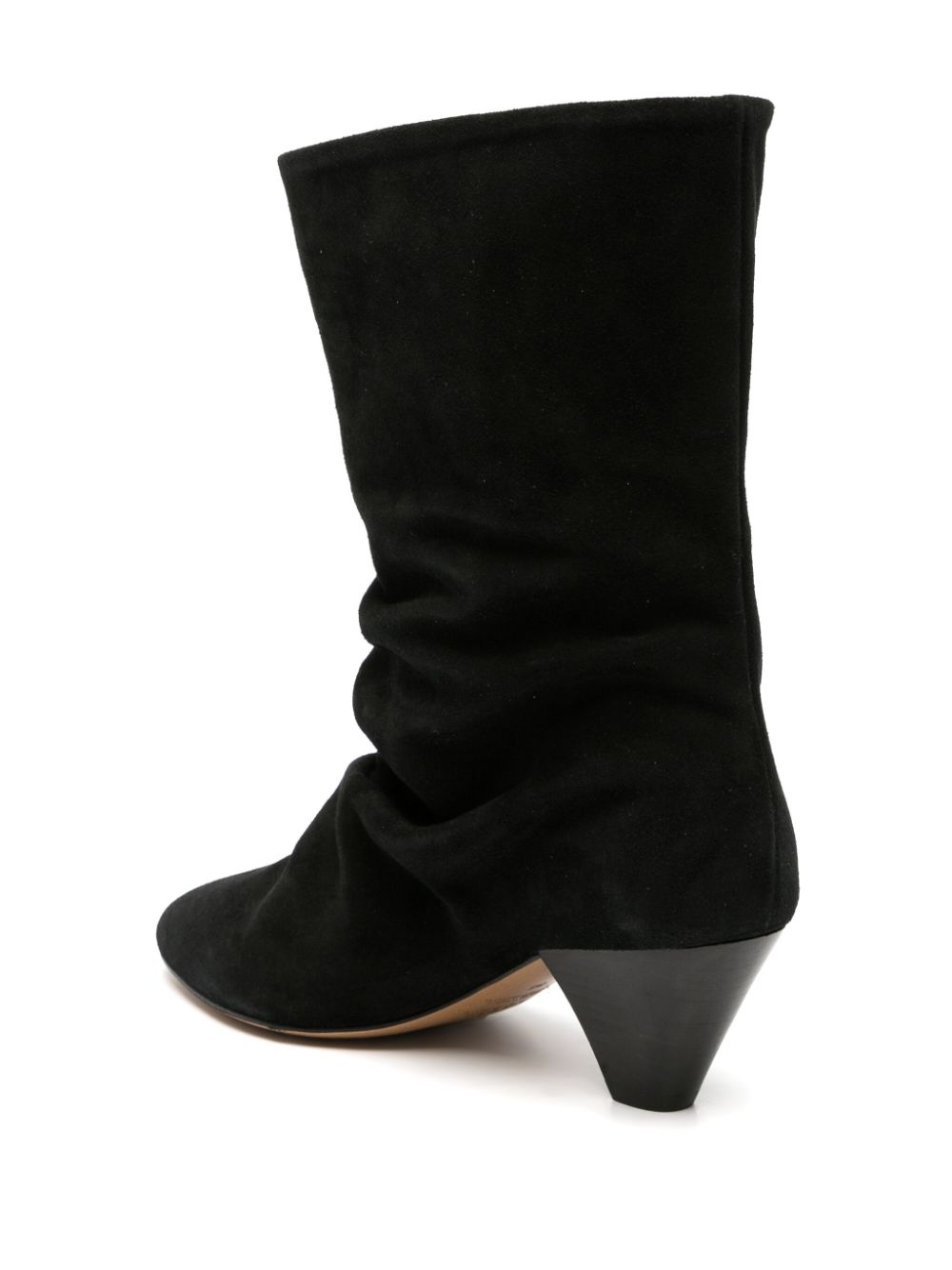 ISABEL MARANT Black Almond Toe Slip-On Leather Boots for Women