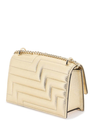 JIMMY CHOO Gold Mini Shoulder Bag with Quilted Nappa Leather and Chain Strap