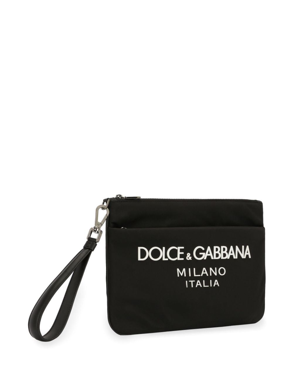 DOLCE & GABBANA Men's Nylon Logo Print Zipped Wallet with Wrist Strap