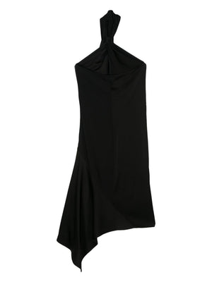 女士黑色褶皱领连衣裙 - SS24系列