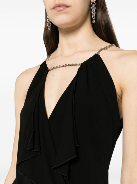 黑色鏈條裝飾女性背心（SS24）