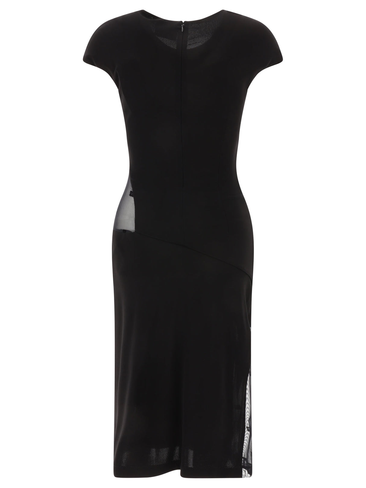 GIVENCHY Elegant Black Crepe Dress with 4G Velvet and Plumetis Details