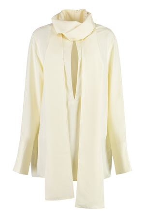白色丝绸 foulard 风格女士衬衫 - FW23