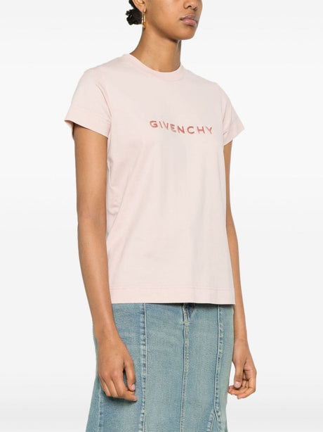 GIVENCHY Pink Tufted T-Shirt with Velvet Logo for Women