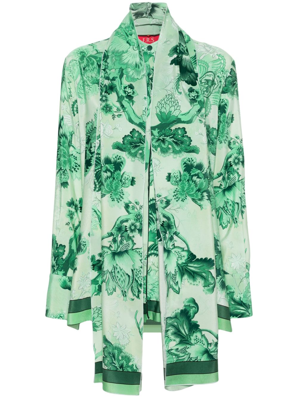 F.R.S FOR RESTLESS SLEEPERS Floral Print Silk Shirt for Women - Green