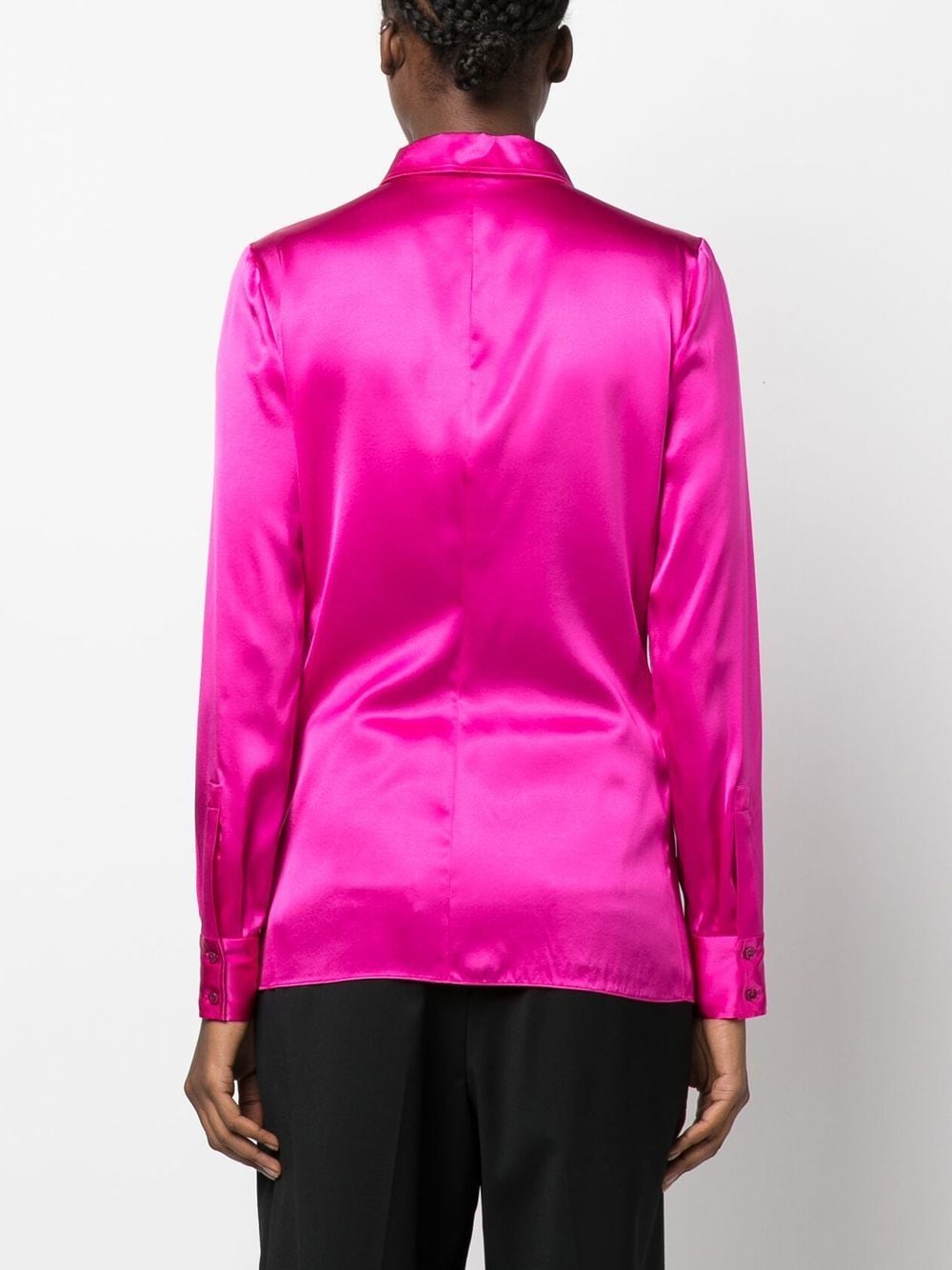 Hot Pink Satin Shirt for Women - Long Sleeve Button-Down Shirt by Tom Ford