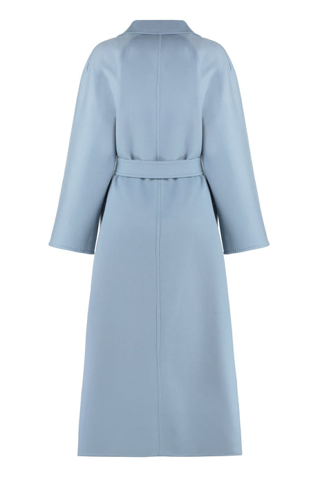 MAX MARA Light Blue Wool and Cashmere Jacket with Coordinated Waist Belt for Women - SS23