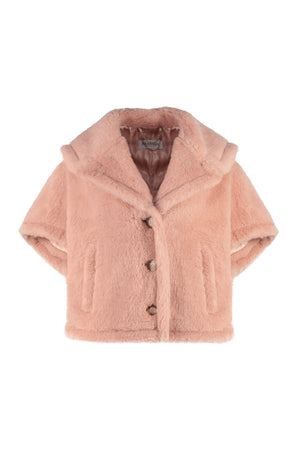 豪华粉色混纺披肩夹克-女式-FW23