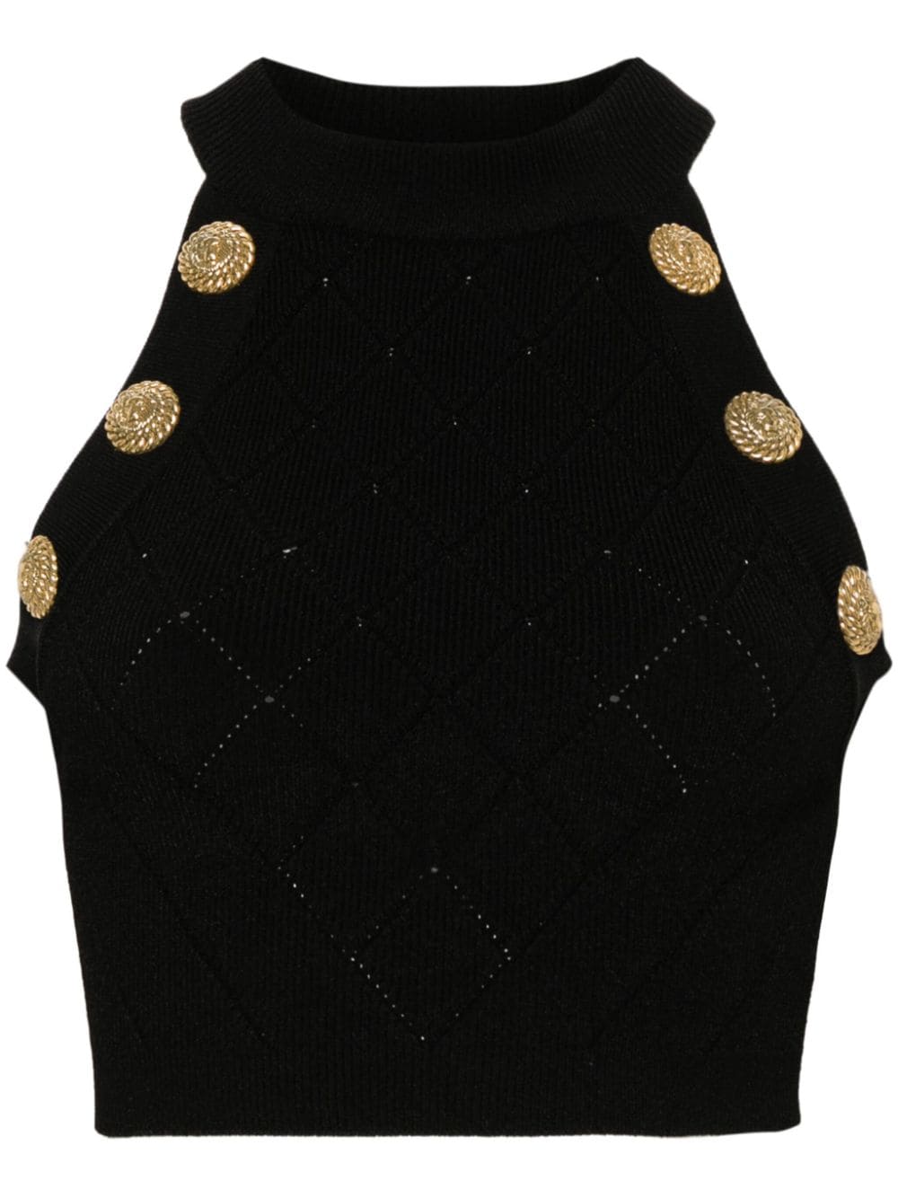 BALMAIN Diamond Patterned Halterneck Top for Women - Sophisticated and Luxurious