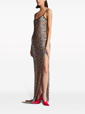 BALMAIN Python Jacquard Glittered Maxi Dress for Women - Multicolour - SS24