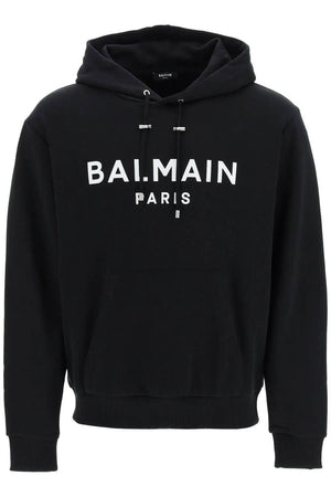 BALMAIN Black Hoodie with Logo Sweatshirt for Men - SS24 Collection