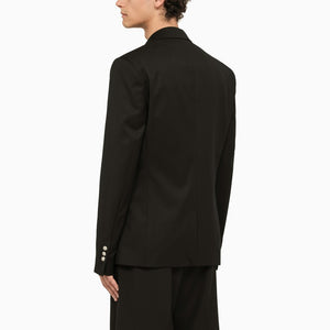 男士黑色单扣羊毛夹克-SS24时尚系列